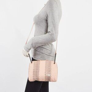Bottega Veneta Light Pink Intrecciato Leather and Ayers Nodini Crossbody Bag